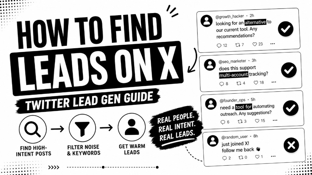 How to find leads on X: find high intent posts, filter noise and keywords, get warm leads